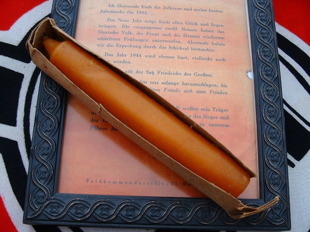 4 - Rare 3rd Reich Period Jul-leuchter Certificate & Candle - RC141